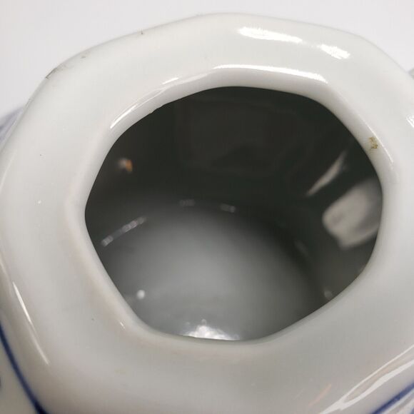 1950's Nantucket Chinese Porcelain Blue White Floral Teapot Octagon Shape w/Lid - Picture 14 of 16
